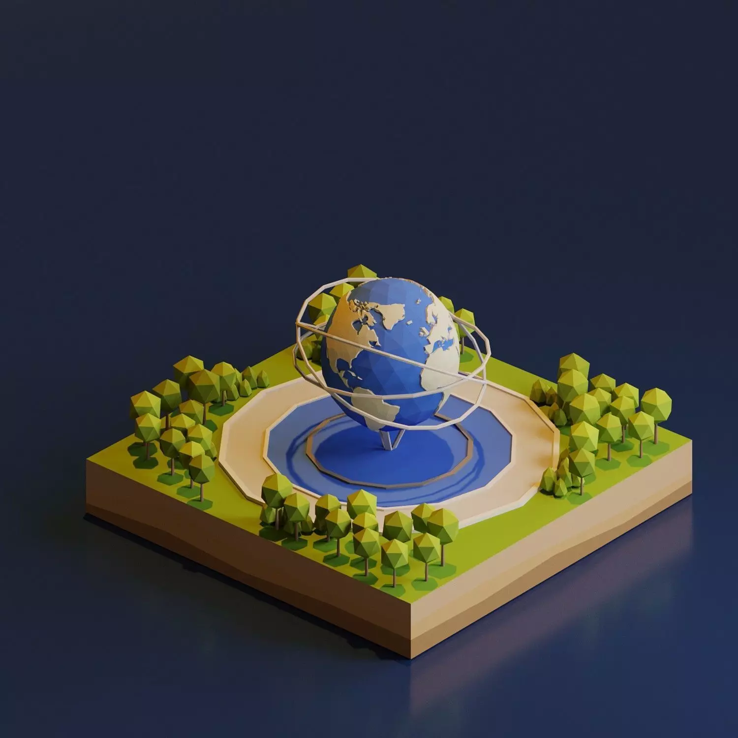 Unisphere Monument Low-poly 3D model_0