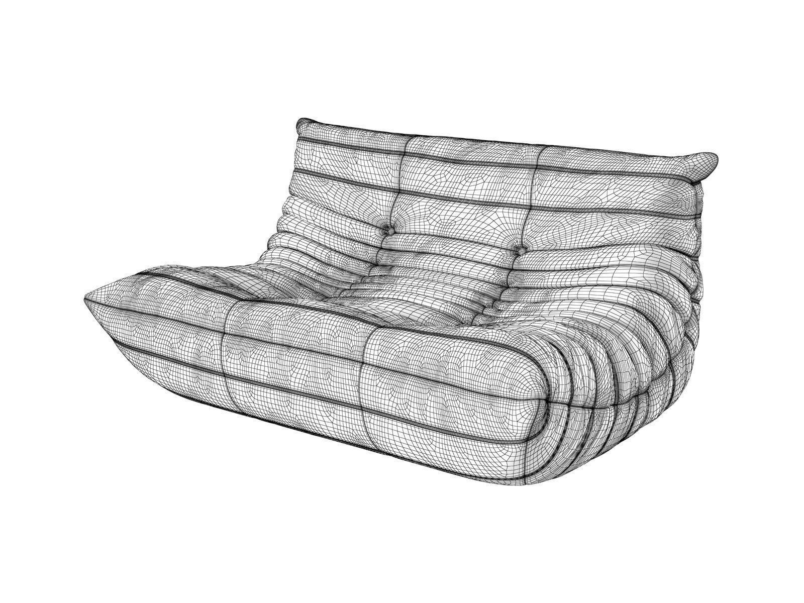 Togo Loveseat 3D model_2