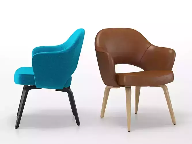 Saarinen Executive Armchair with Wooden Legs 3D model
