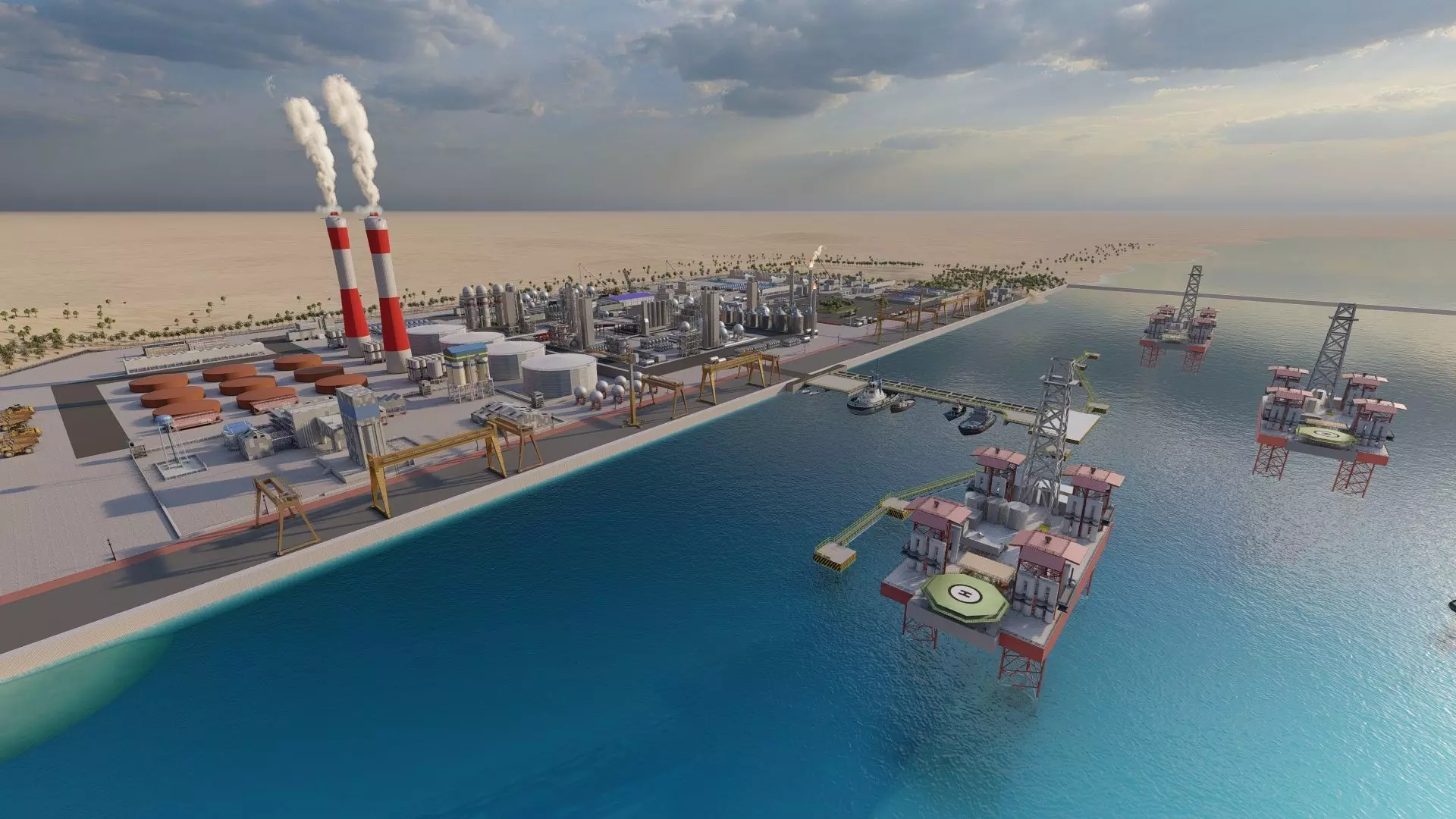 Petrochemical-Complex and Oil Gas Rig-Refinery power plant 3D model_35