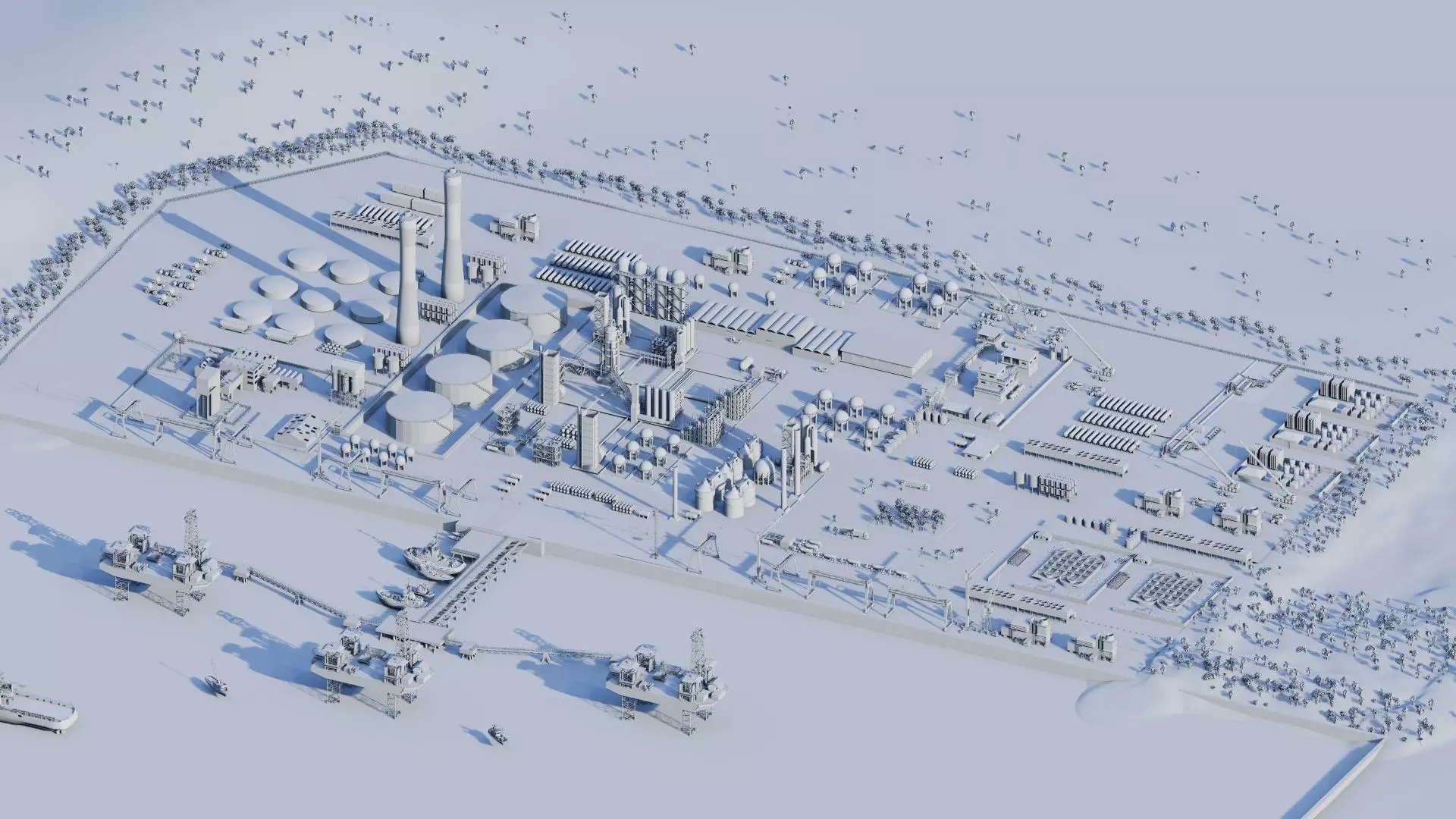 Petrochemical-Complex and Oil Gas Rig-Refinery power plant 3D model_21