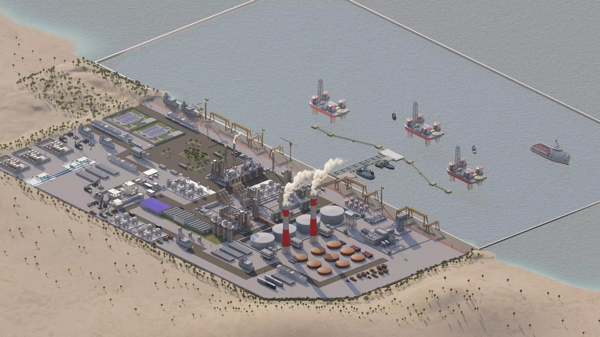 Petrochemical-Complex and Oil Gas Rig-Refinery power plant 3D model_13