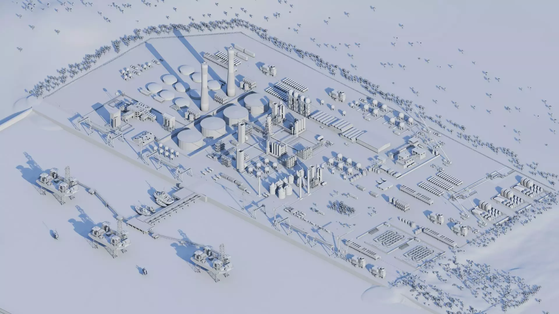 Petrochemical-Complex and Oil Gas Rig-Refinery power plant 3D model_29