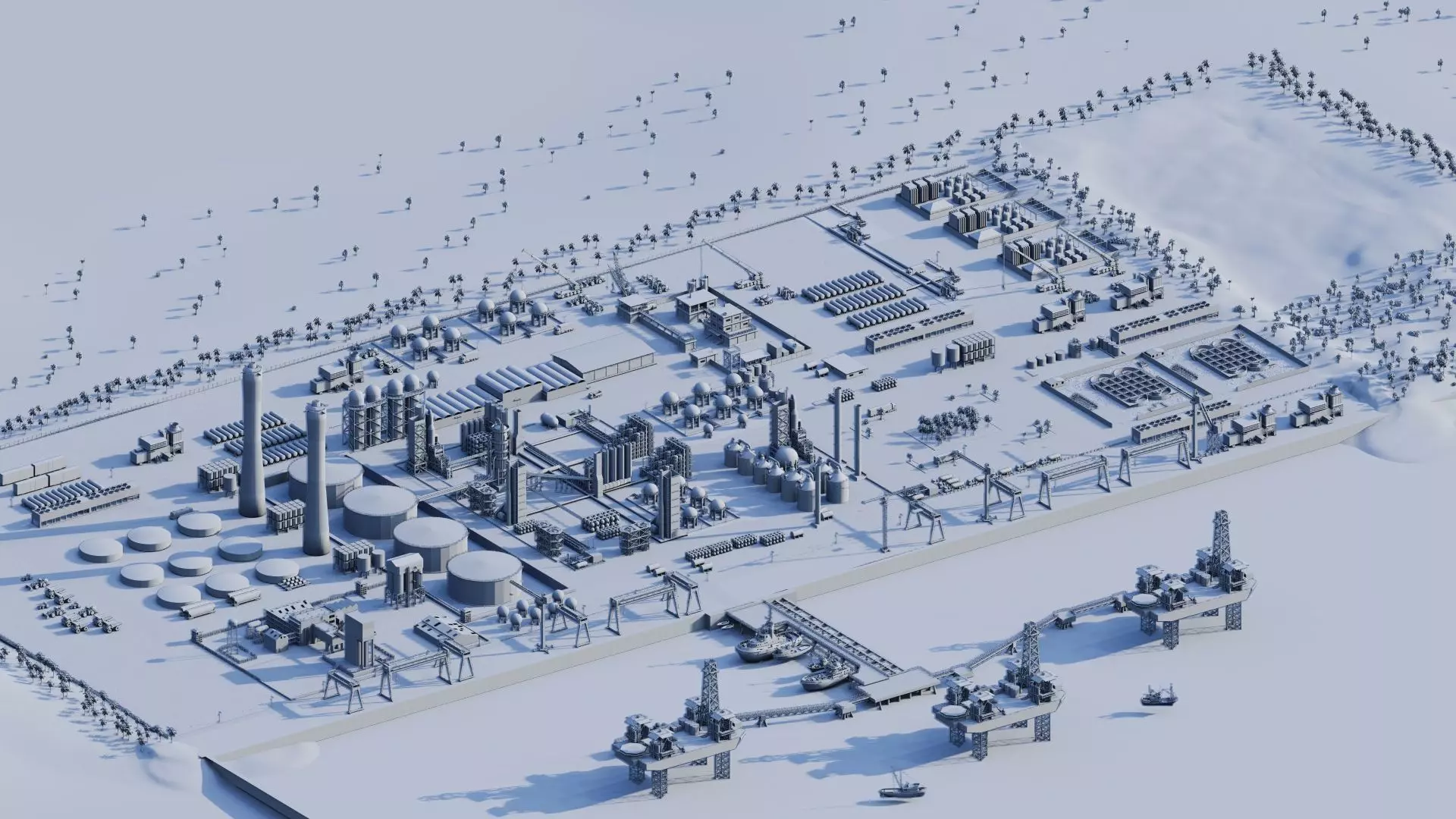 Petrochemical-Complex and Oil Gas Rig-Refinery power plant 3D model_30