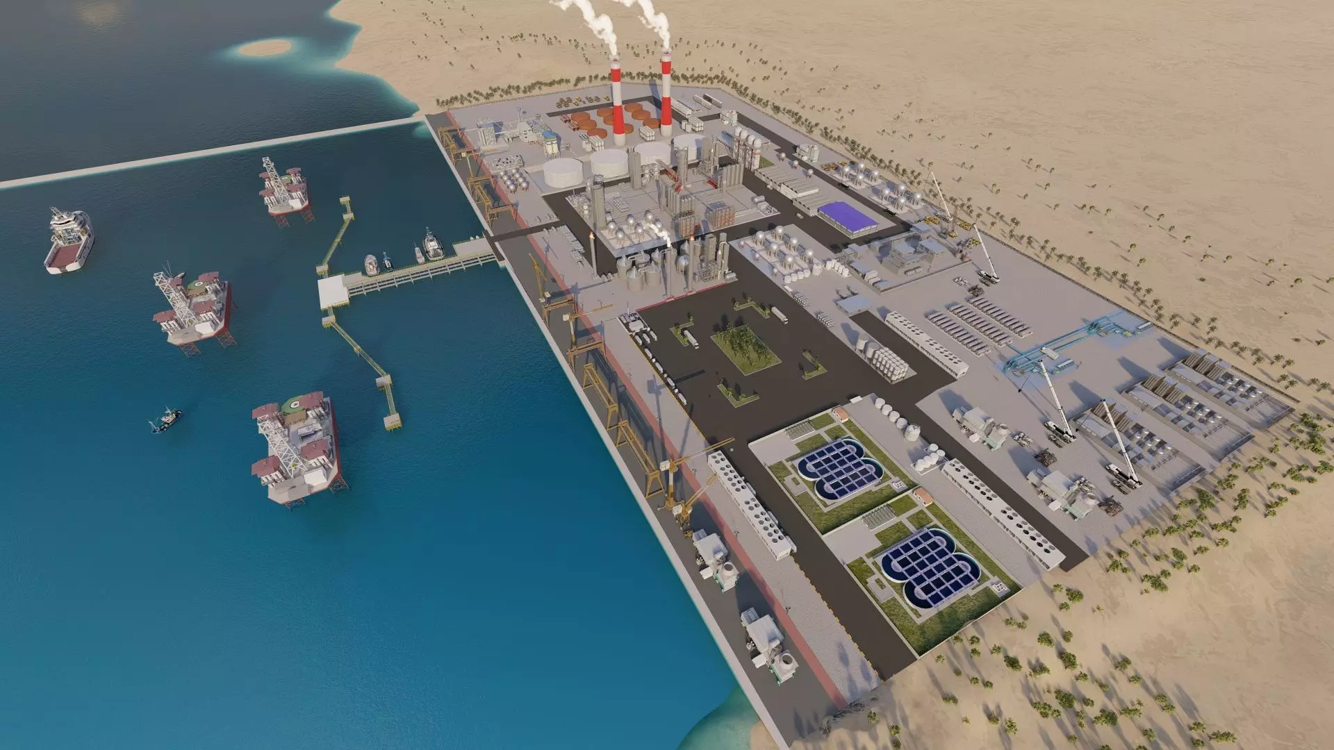 Petrochemical-Complex and Oil Gas Rig-Refinery power plant 3D model_9