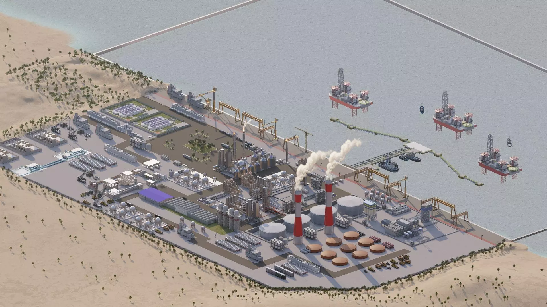 Petrochemical-Complex and Oil Gas Rig-Refinery power plant 3D model_37