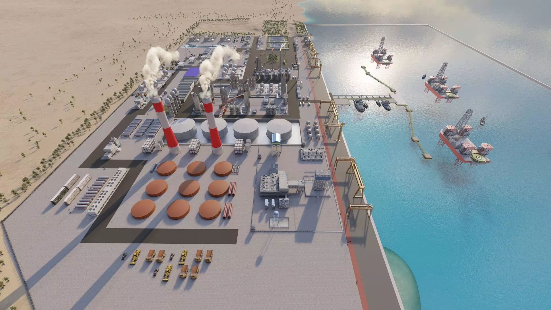 Petrochemical-Complex and Oil Gas Rig-Refinery power plant 3D model_12