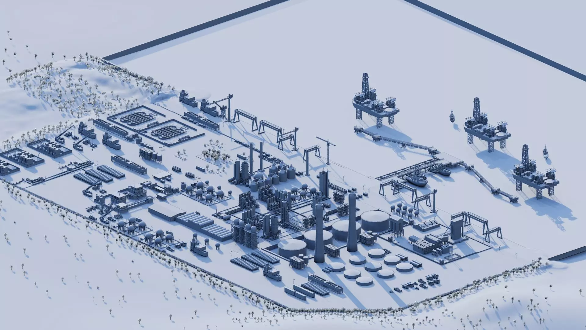 Petrochemical-Complex and Oil Gas Rig-Refinery power plant 3D model_33