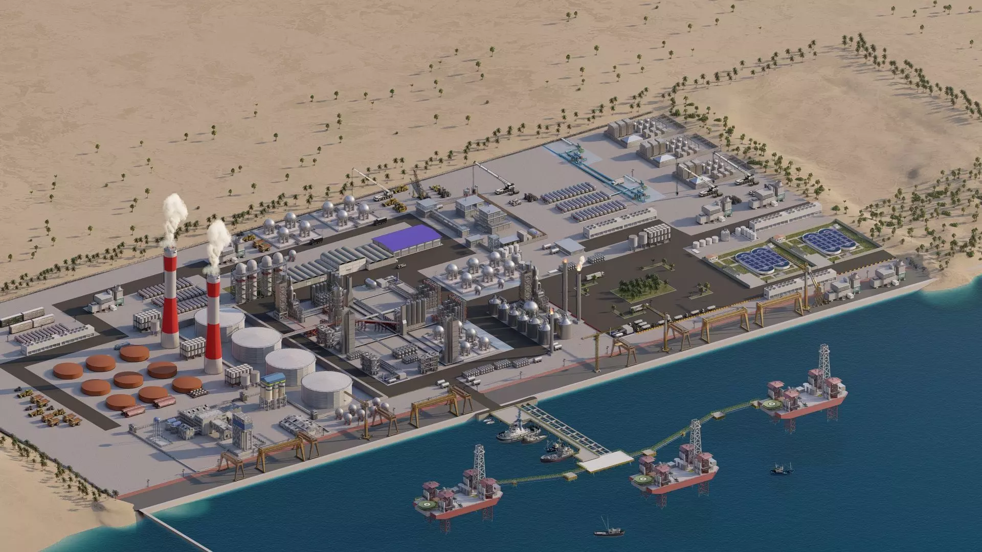 Petrochemical-Complex and Oil Gas Rig-Refinery power plant 3D model_1