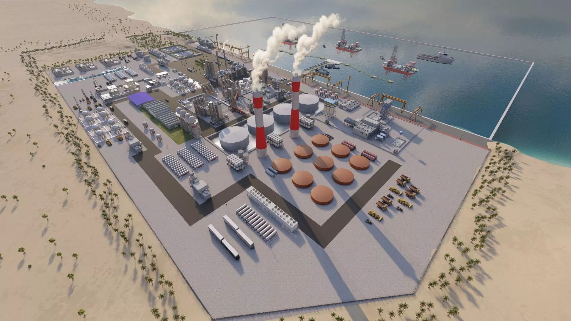 Petrochemical-Complex and Oil Gas Rig-Refinery power plant 3D model_11