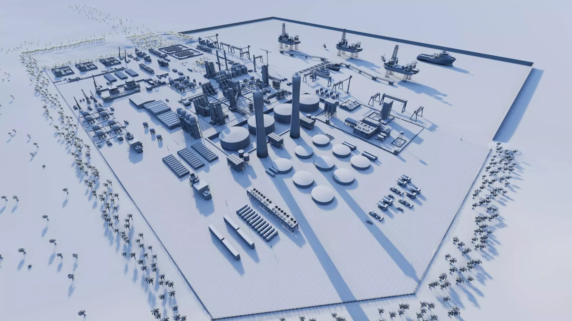 Petrochemical-Complex and Oil Gas Rig-Refinery power plant 3D model_17