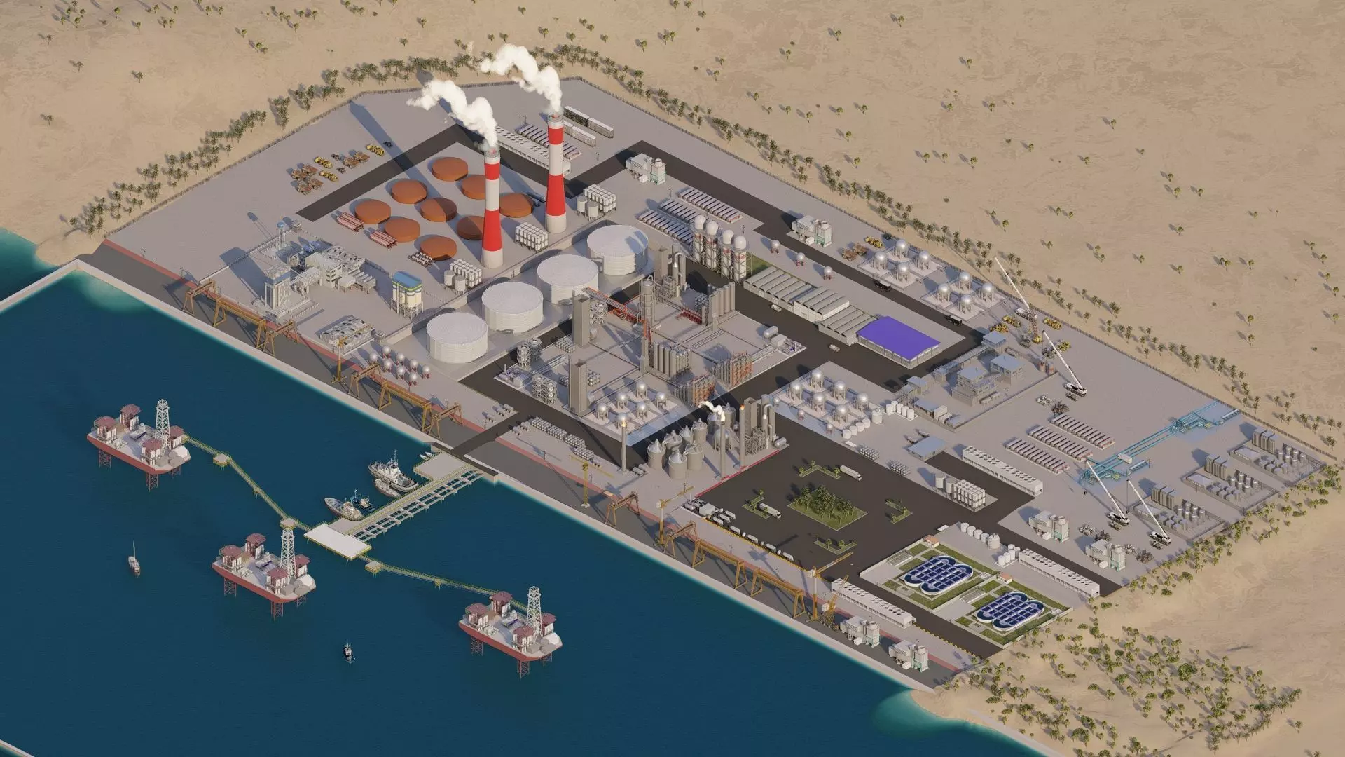 Petrochemical-Complex and Oil Gas Rig-Refinery power plant 3D model_32