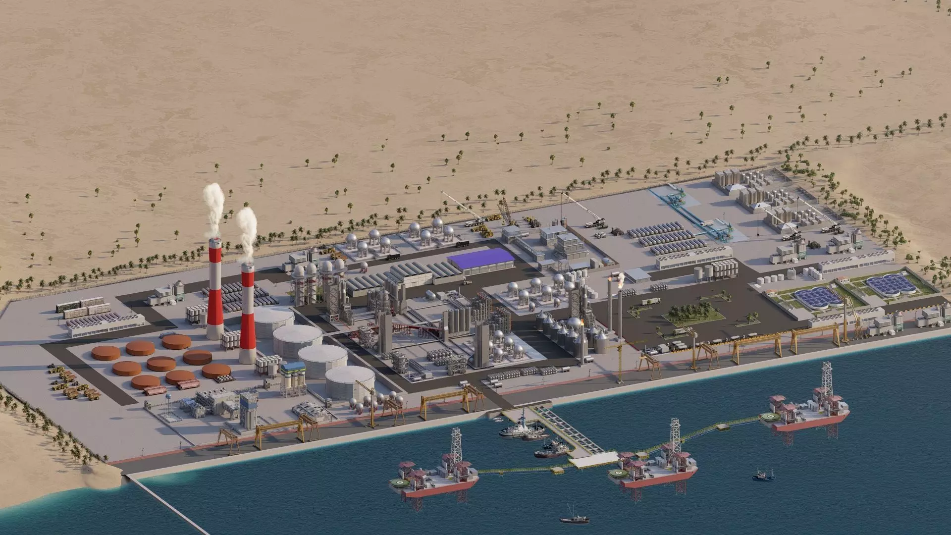 Petrochemical-Complex and Oil Gas Rig-Refinery power plant 3D model_6