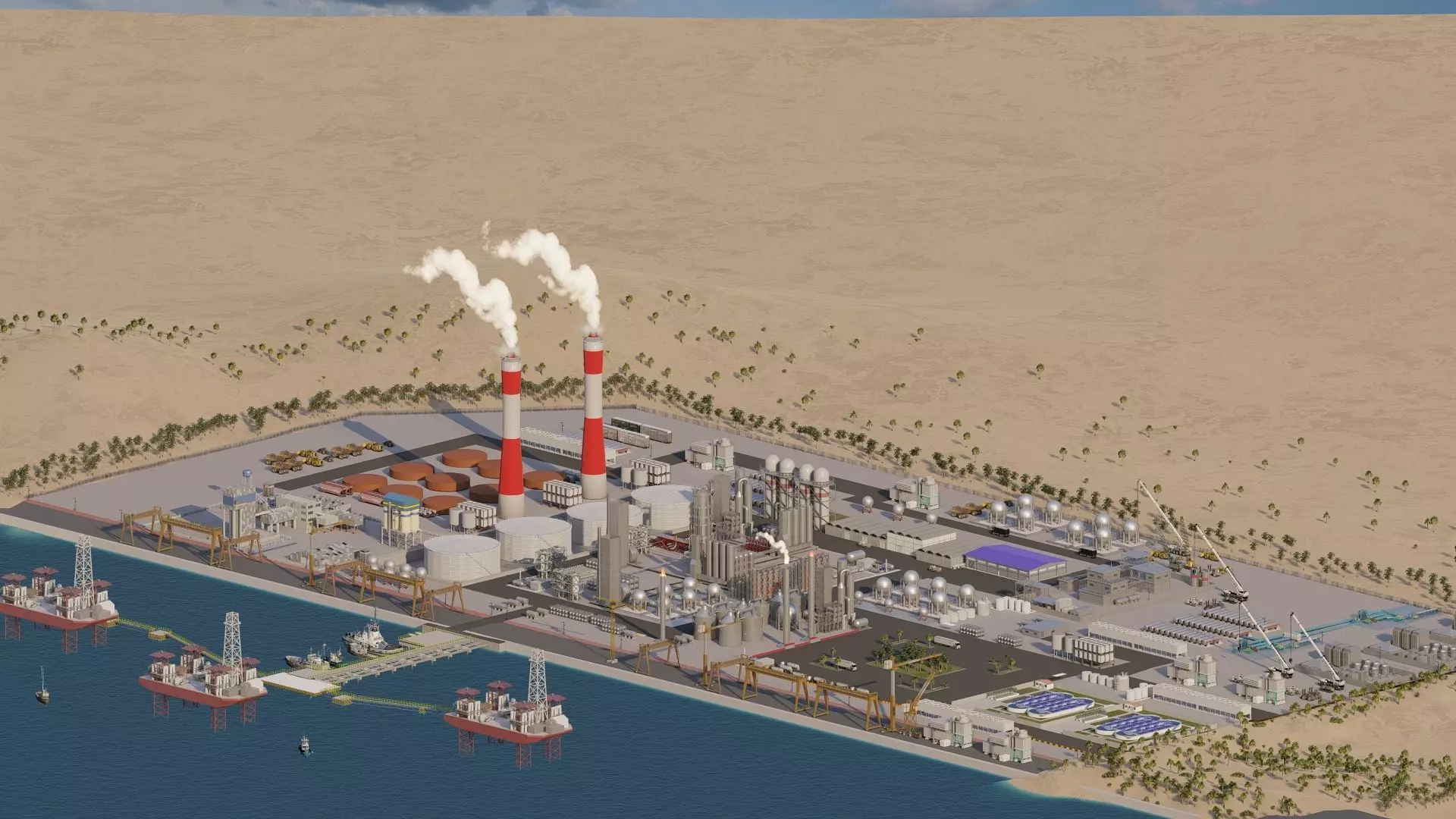 Petrochemical-Complex and Oil Gas Rig-Refinery power plant 3D model_45