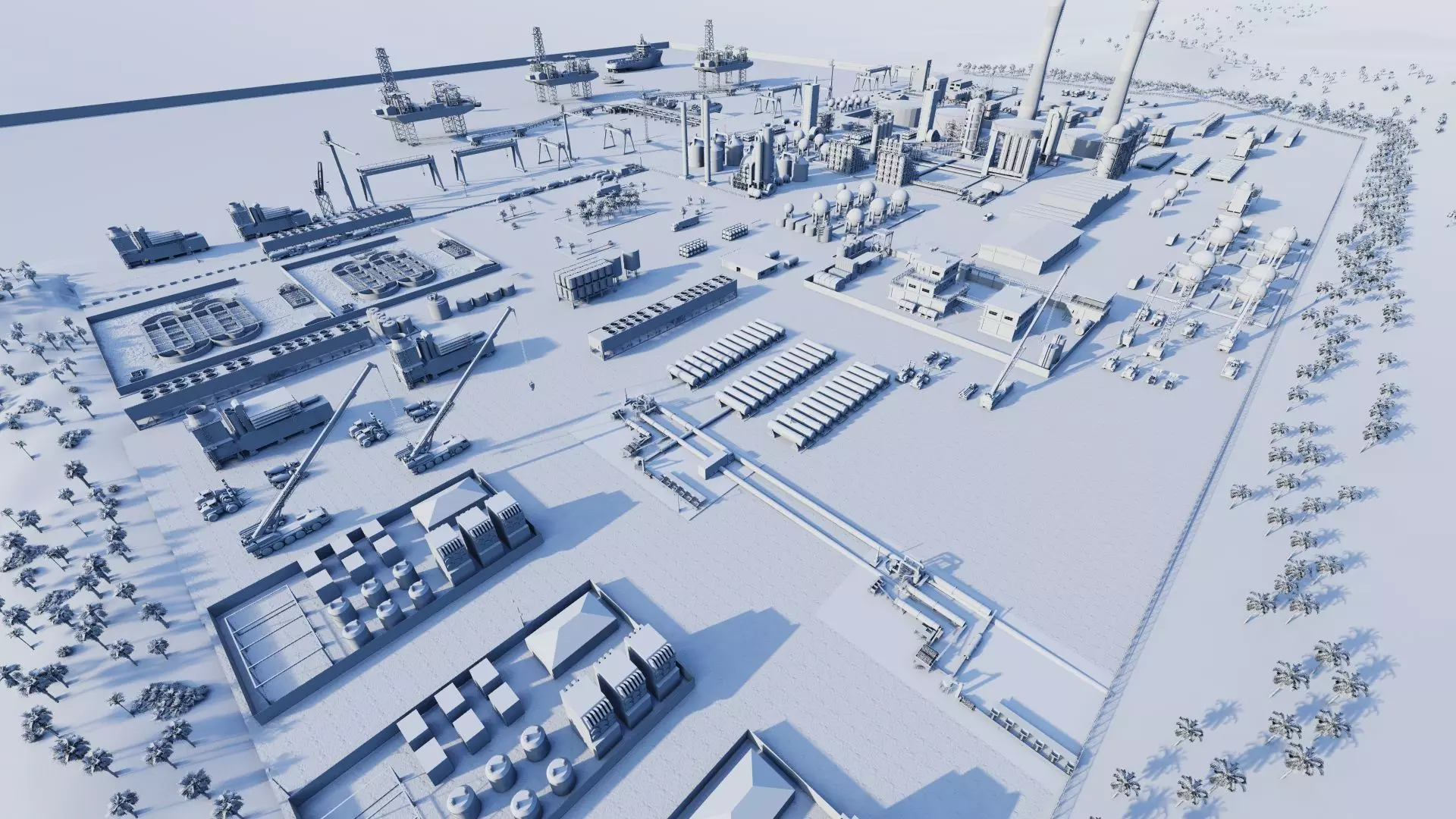 Petrochemical-Complex and Oil Gas Rig-Refinery power plant 3D model_39