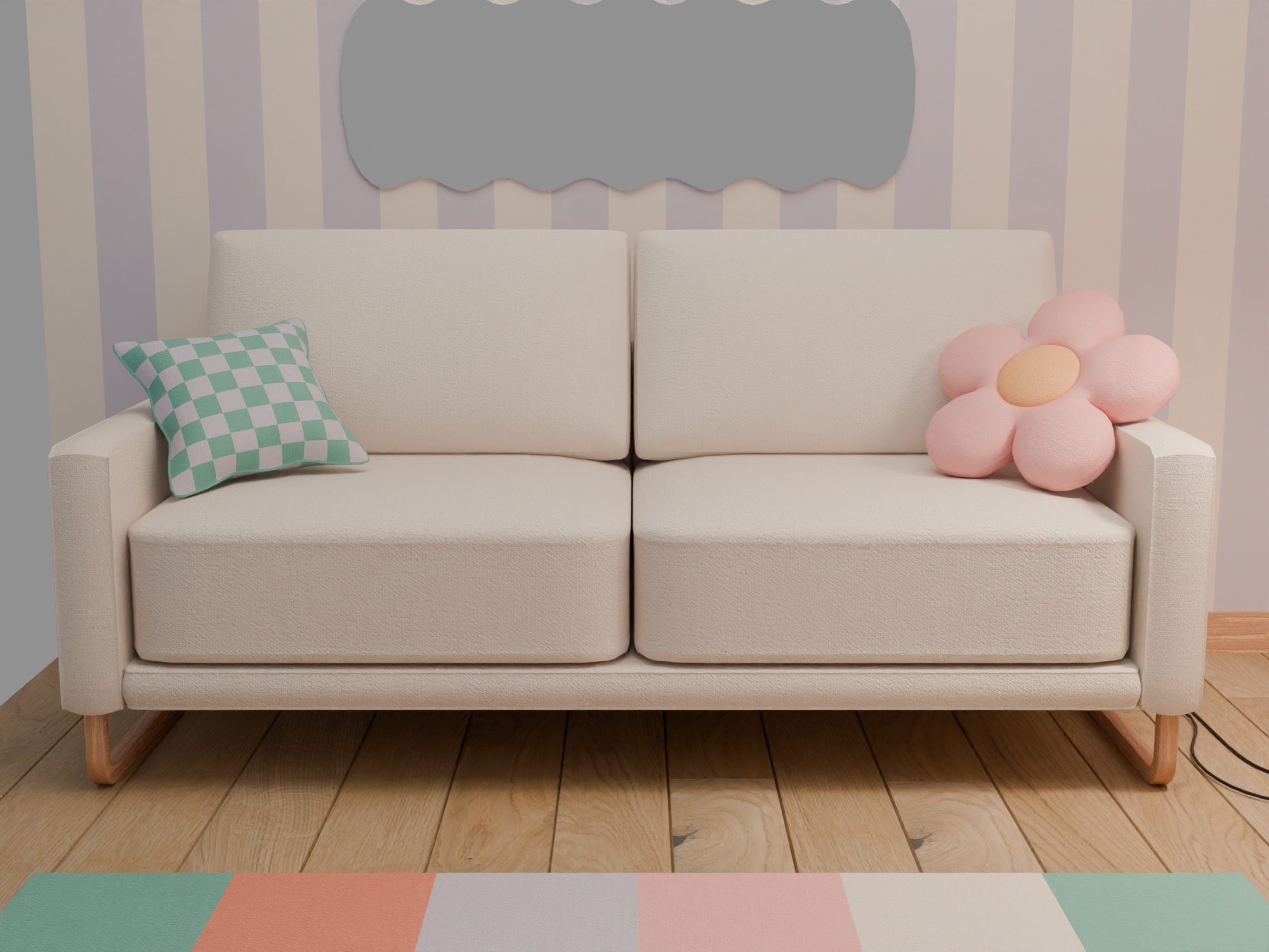 Living room Low-poly 3D model_3