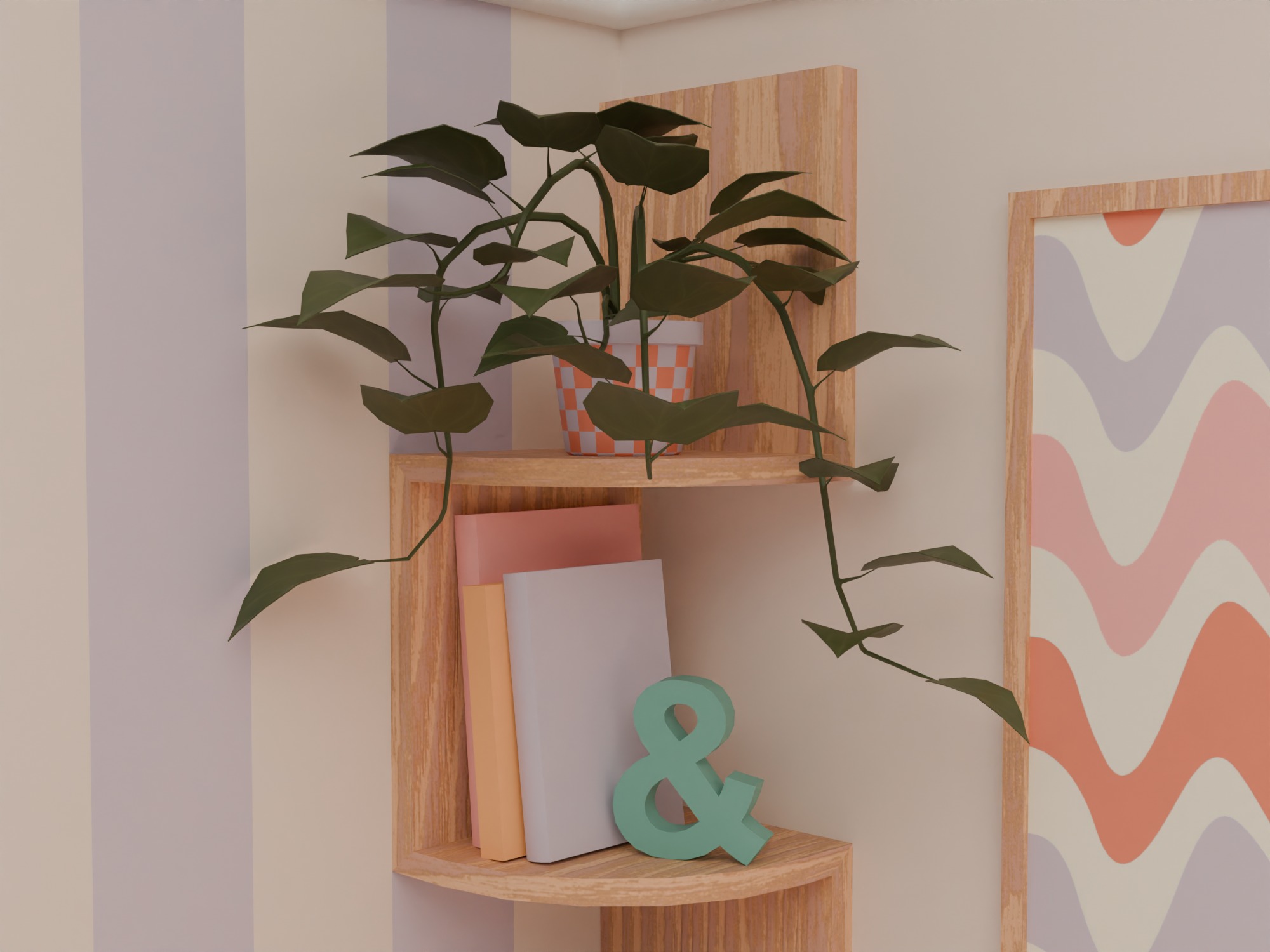 Living room Low-poly 3D model_16