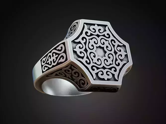 Arabesque Ornament Signet Ring with Many Patterns