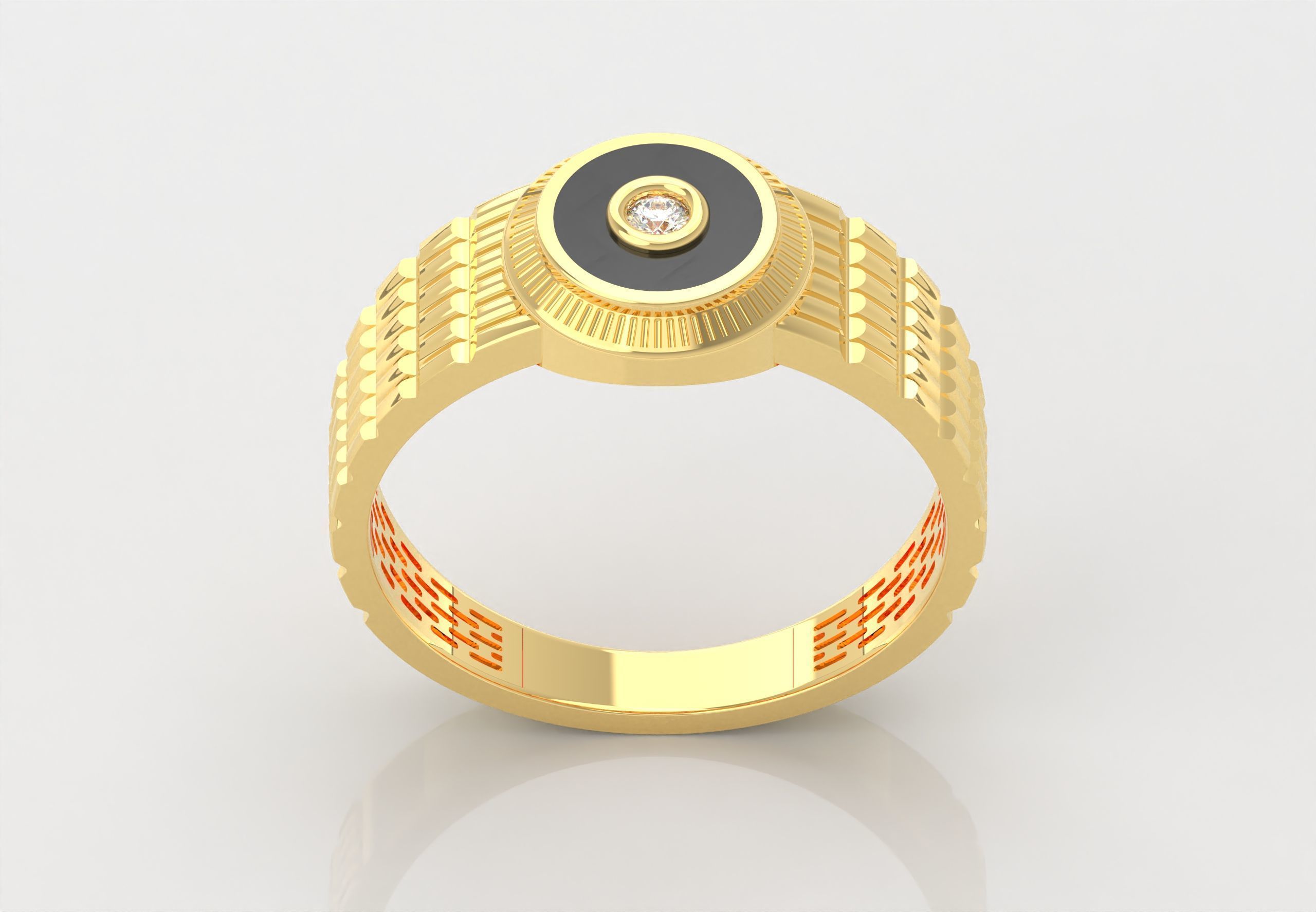 Onyx Ring With Diamond 3D print model_1