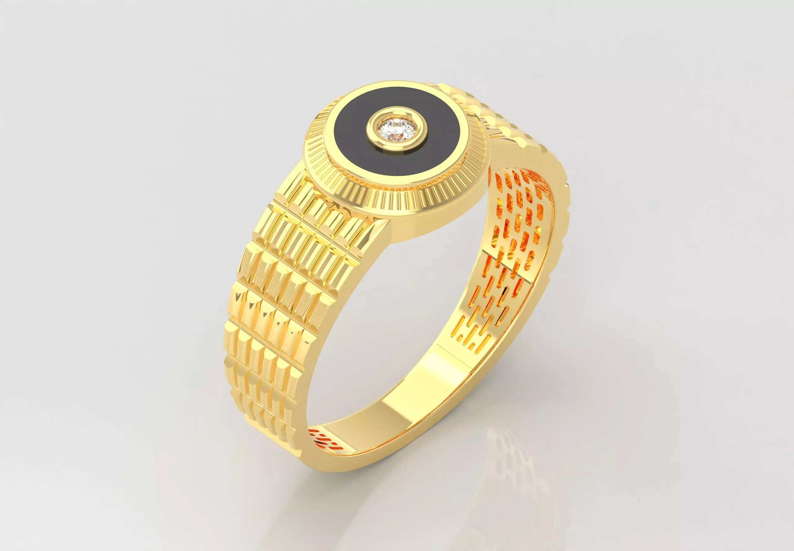 Onyx Ring With Diamond 3D print model_0