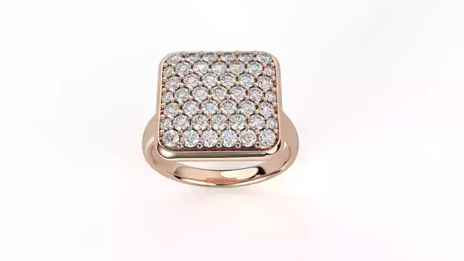 Square Diamond Head Mens Ring 3dm stl renders details 3D print model