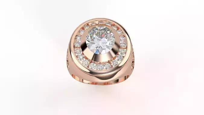 Solitaire Diamond Head Mens Ring 3dm stl renders details 3D print model