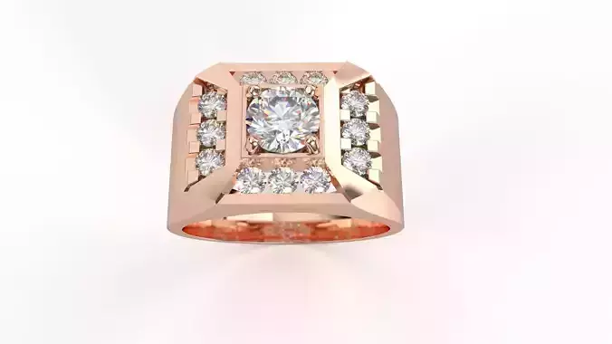 Solitaire Diamond Head Mens Ring 3dm stl renders details 3D print model