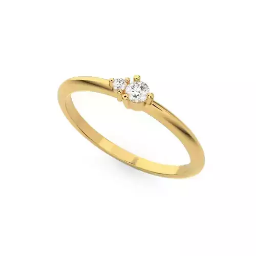 Engagement ring with two diamonds 3D print model