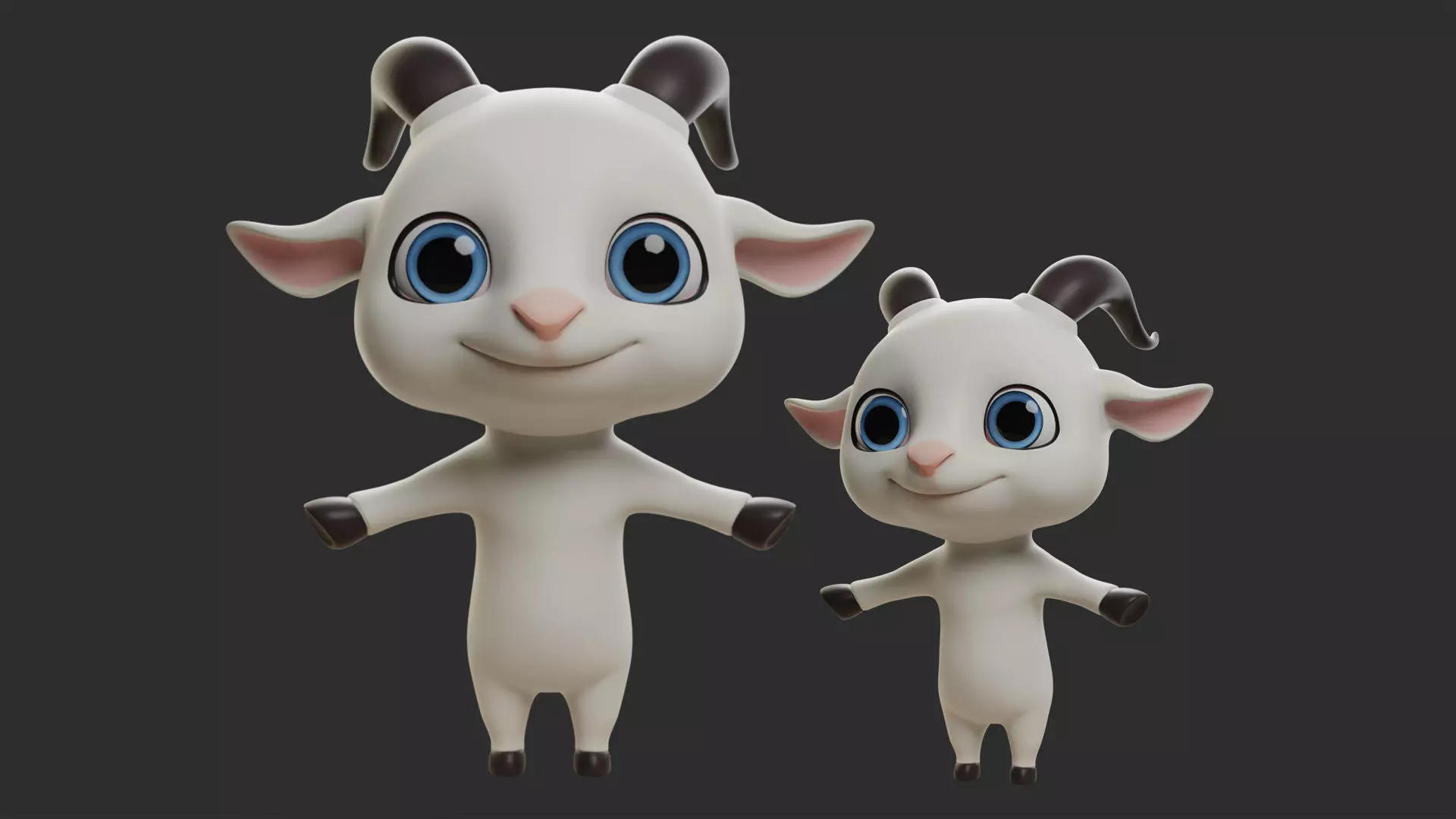 Goat  Cartoon Low-poly 3D model_0