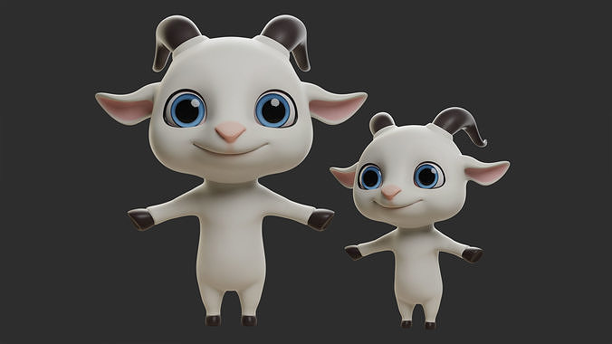 Goat  Cartoon Low-poly 3D model