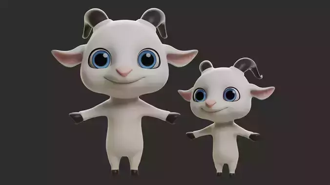 Goat  Cartoon Low-poly 3D model