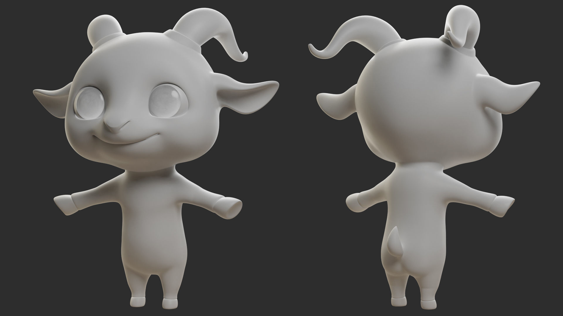 Goat  Cartoon Low-poly 3D model_5