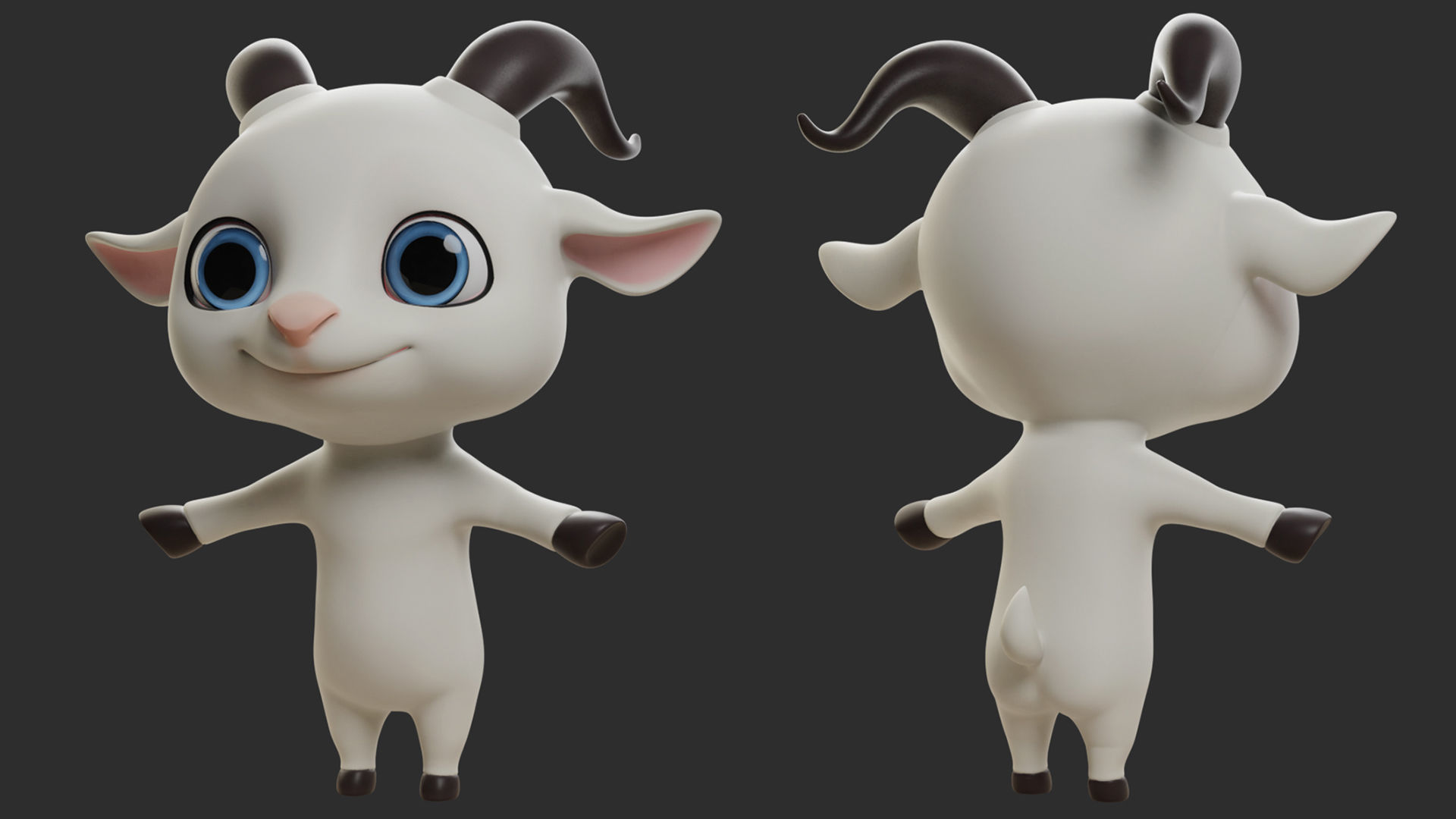 Goat  Cartoon Low-poly 3D model_4
