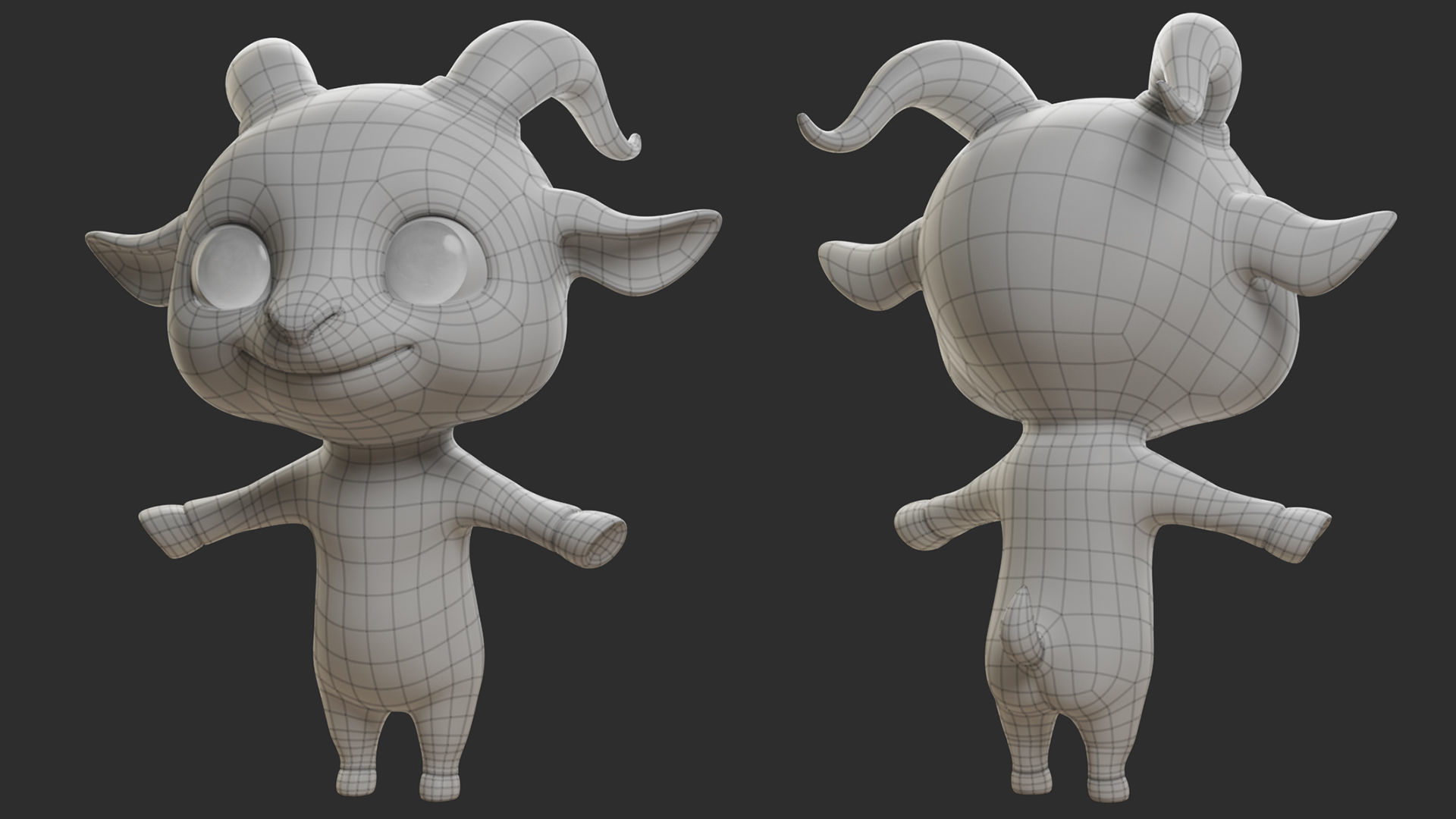Goat  Cartoon Low-poly 3D model_6