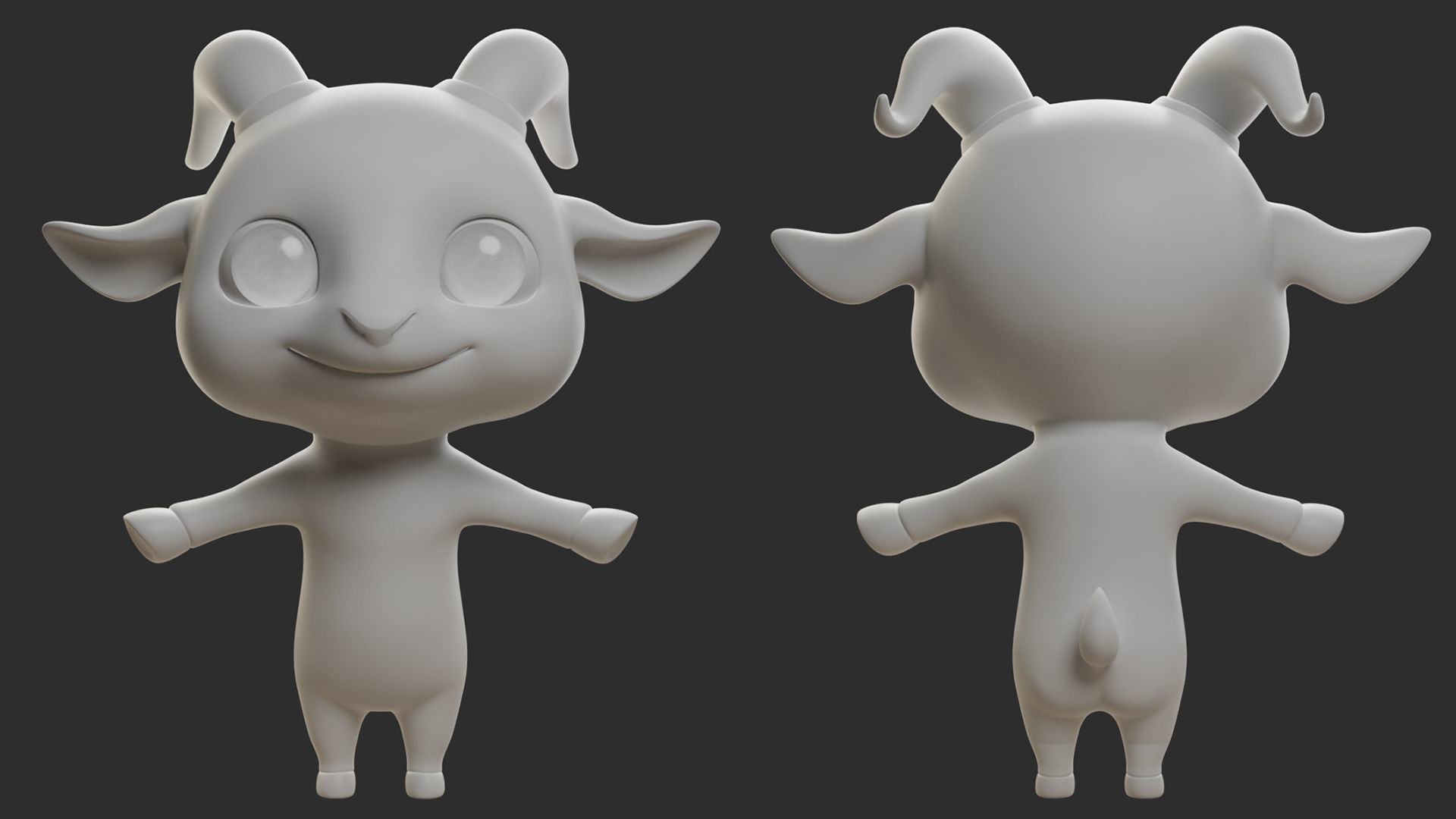 Goat  Cartoon Low-poly 3D model_2