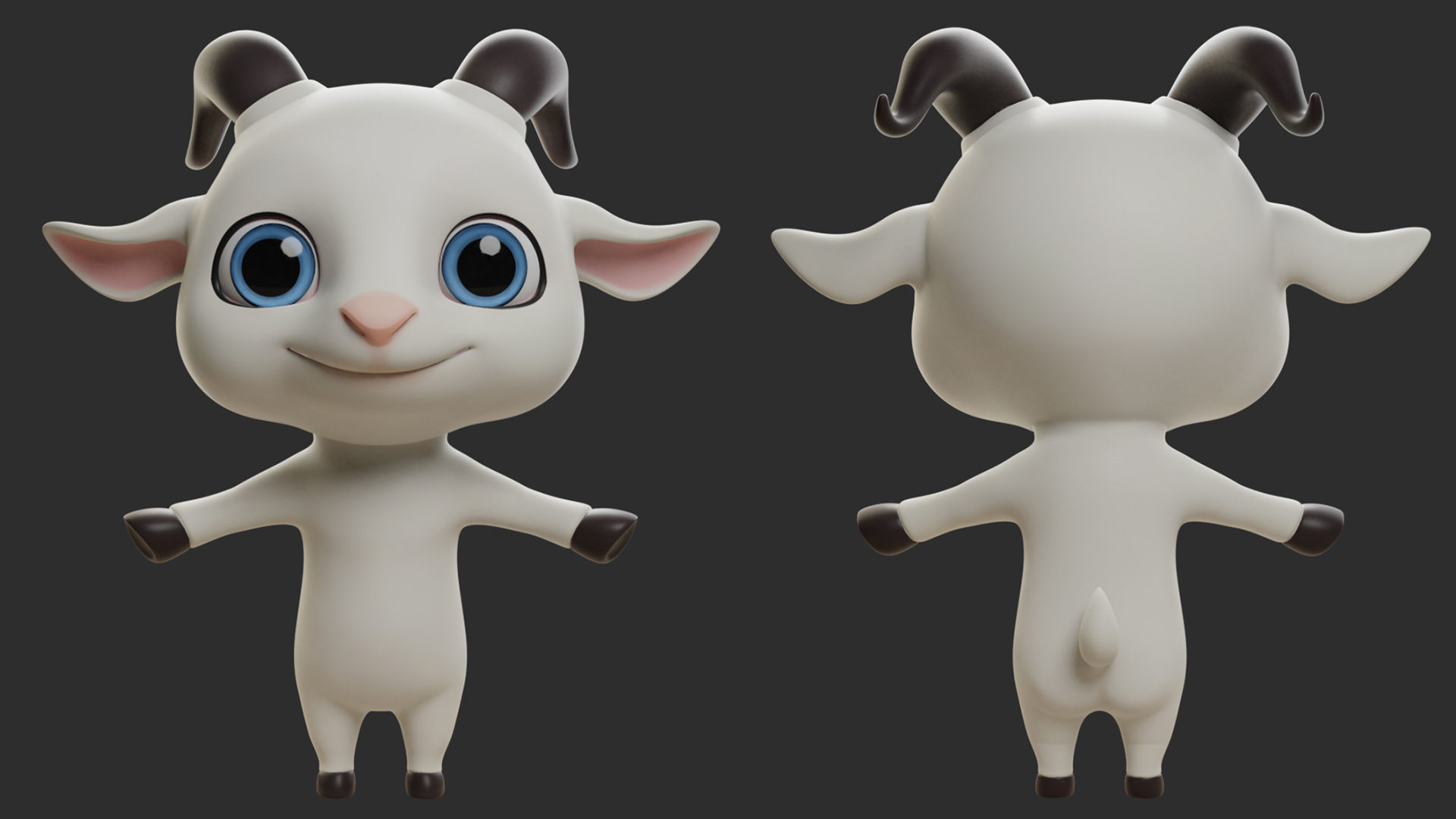 Goat  Cartoon Low-poly 3D model_1