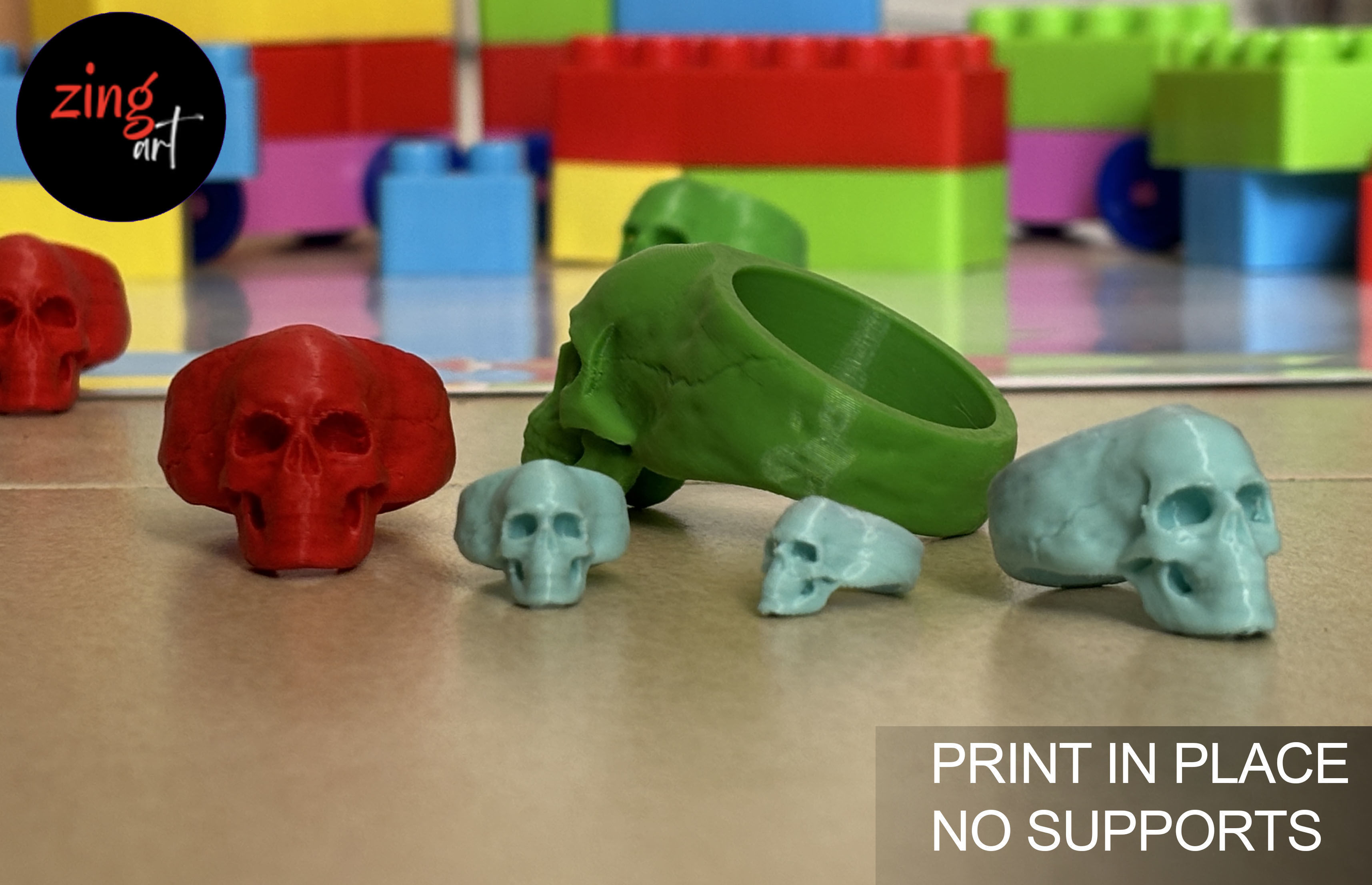 Skull Ring 3D Print Model Print In Place 3D print model_11