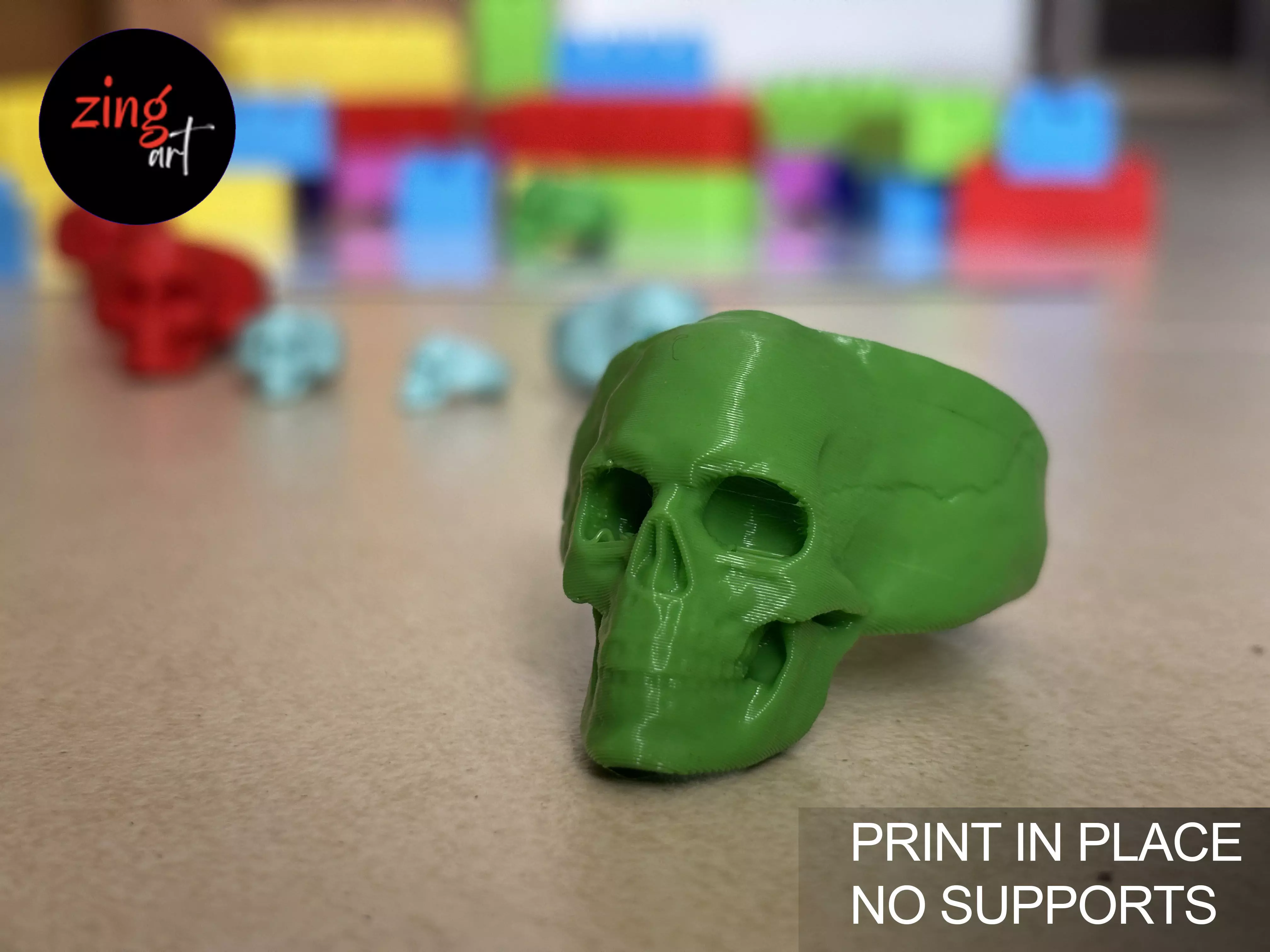 Skull Ring 3D Print Model Print In Place 3D print model_0