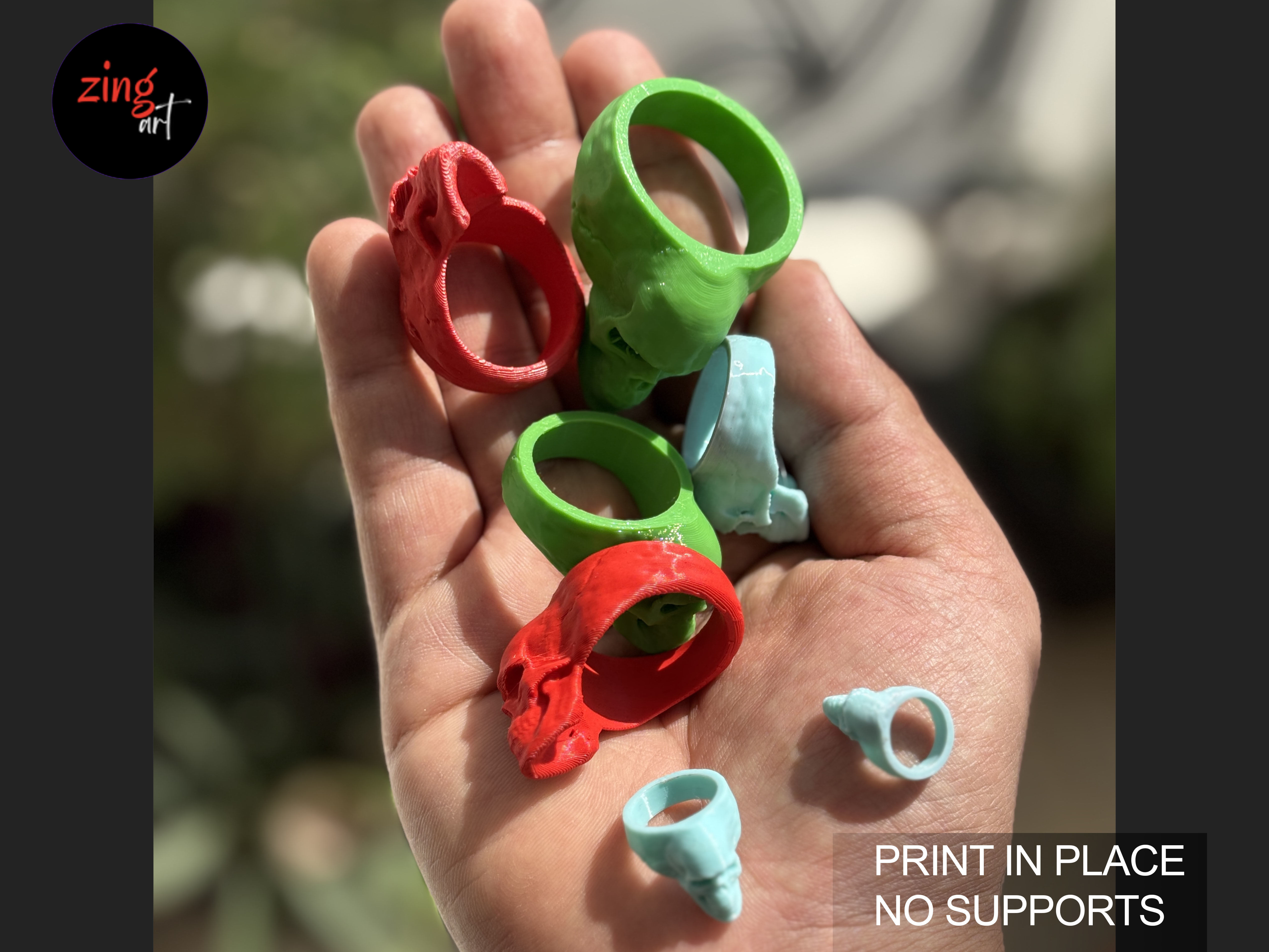 Skull Ring 3D Print Model Print In Place 3D print model_3