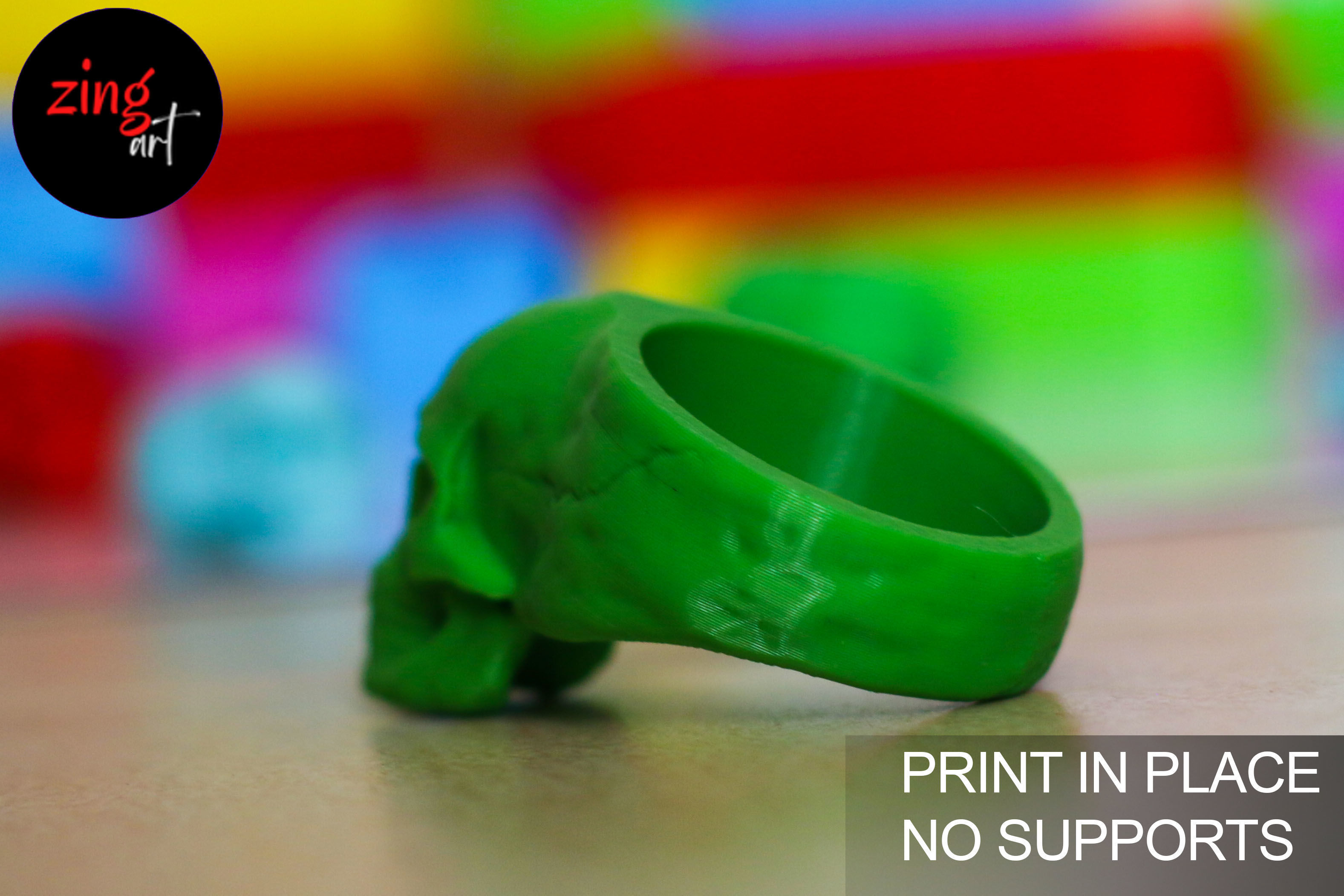 Skull Ring 3D Print Model Print In Place 3D print model_7