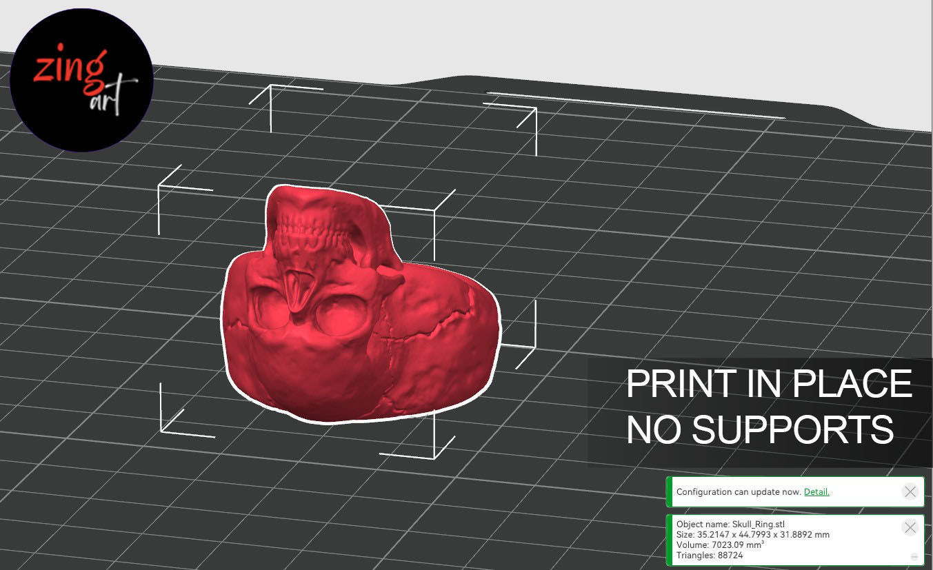 Skull Ring 3D Print Model Print In Place 3D print model_10