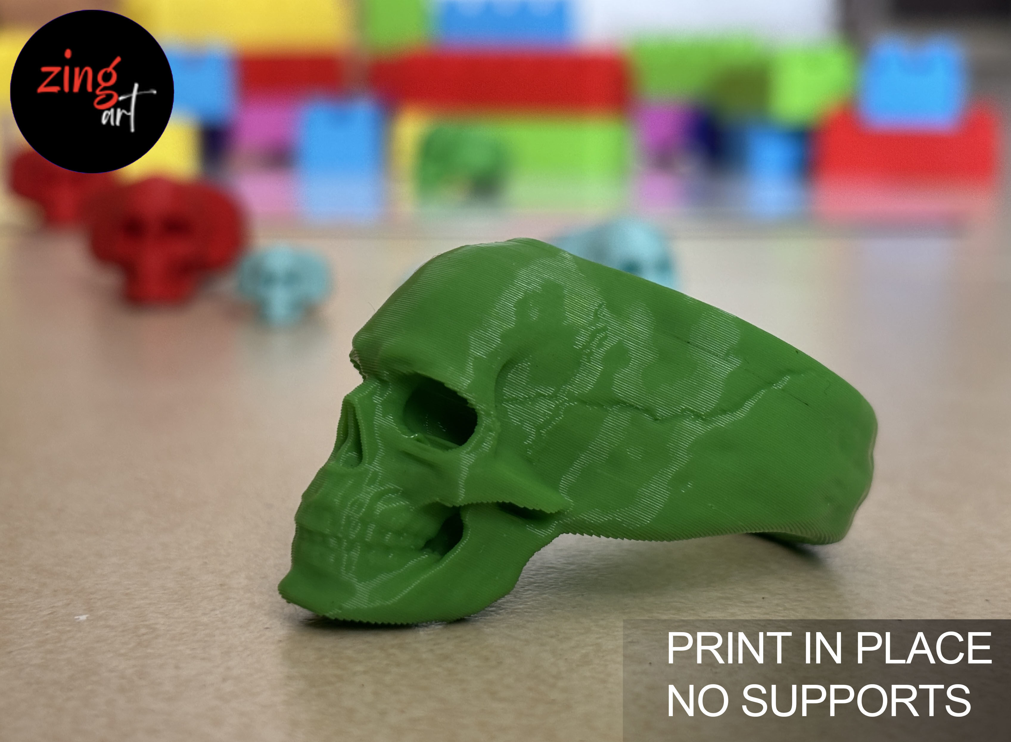Skull Ring 3D Print Model Print In Place 3D print model_8