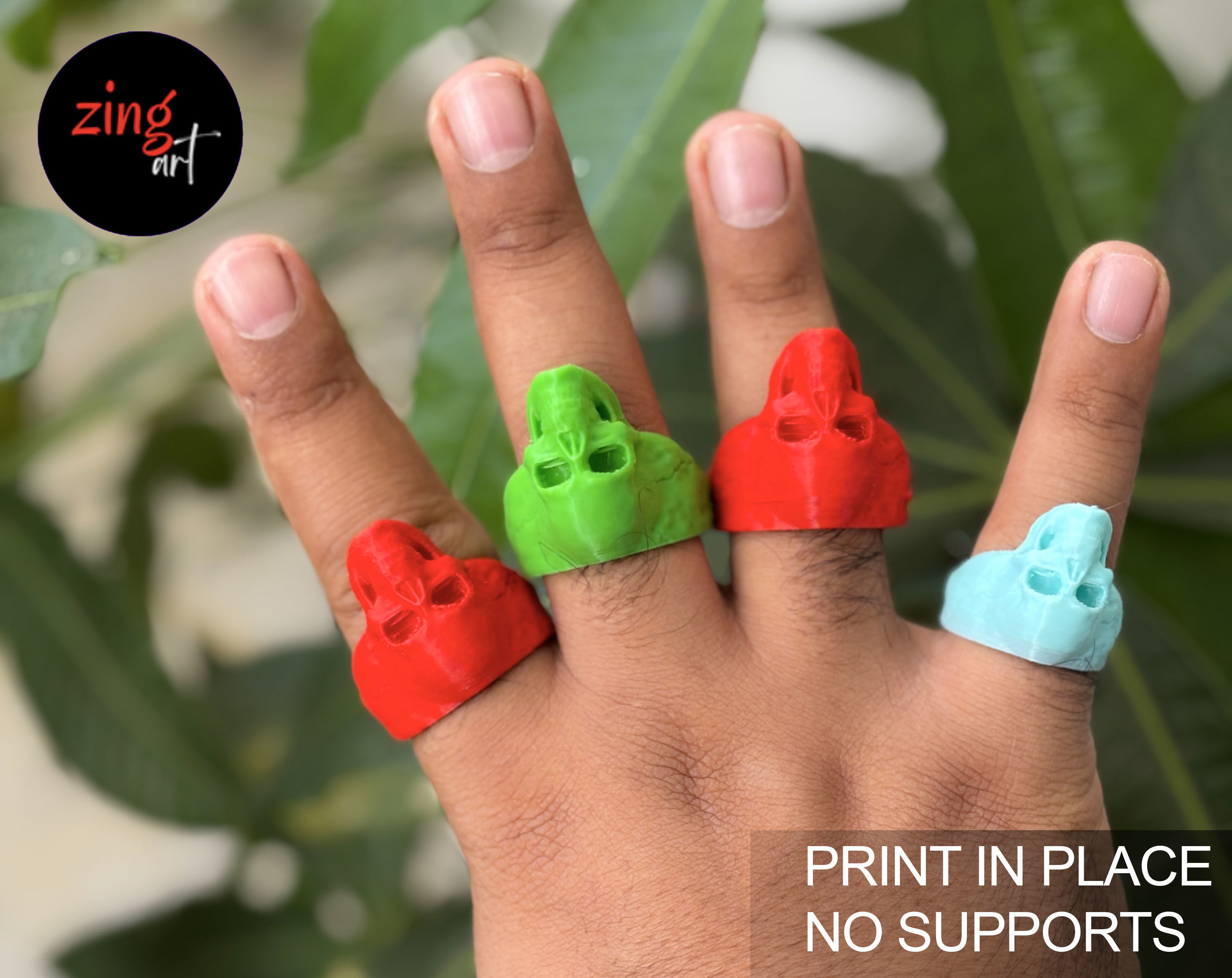Skull Ring 3D Print Model Print In Place 3D print model_1