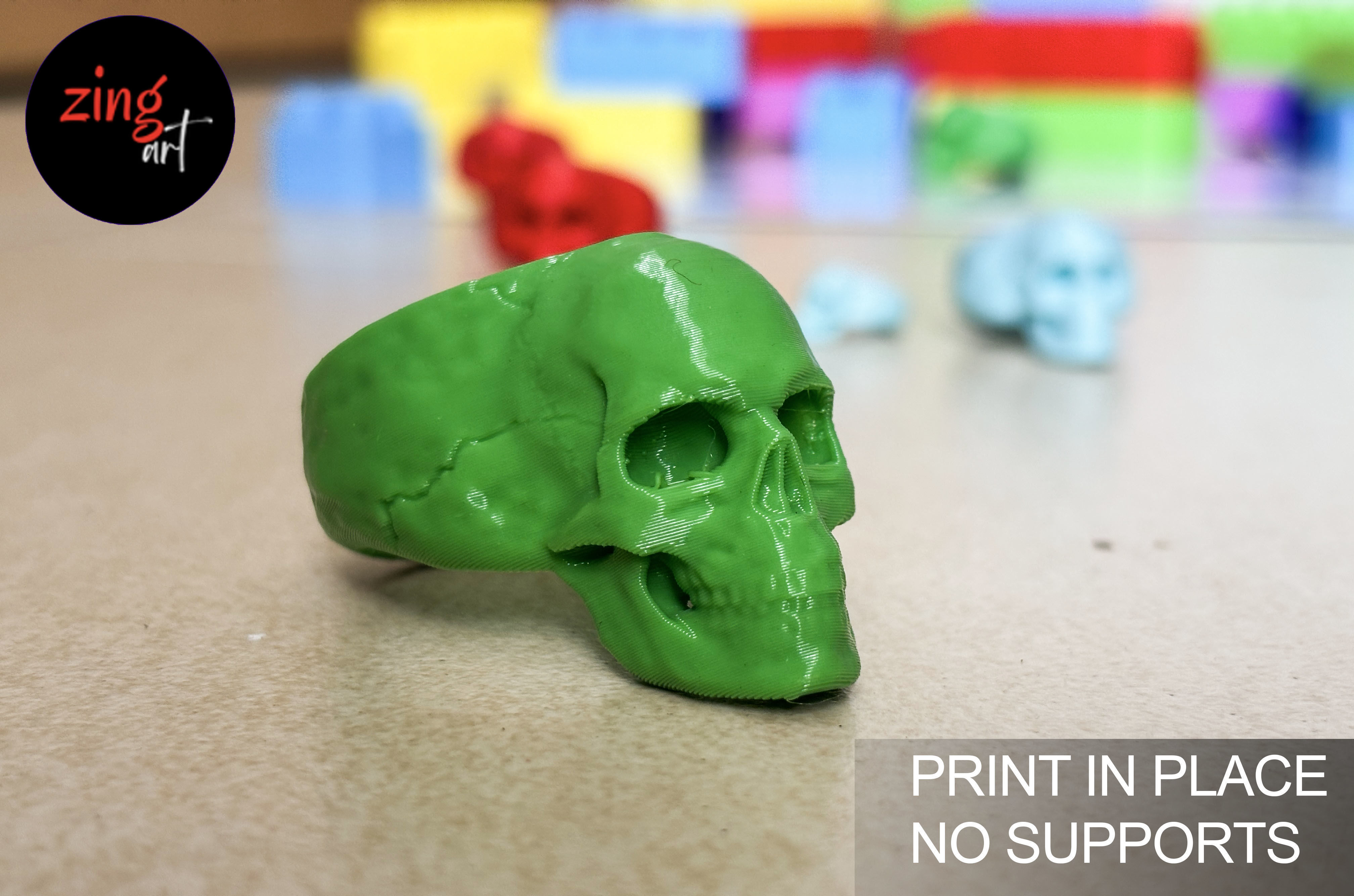 Skull Ring 3D Print Model Print In Place 3D print model_5