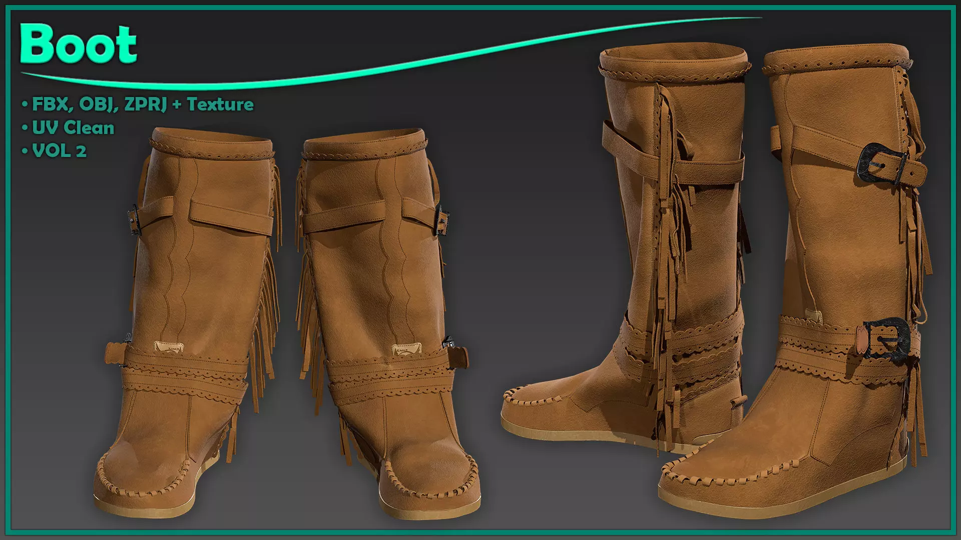 female Indian boot with texture 3D model_0
