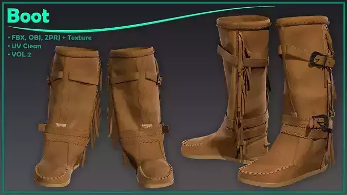 female Indian boot with texture 3D model female Indian boot with texture 3D model