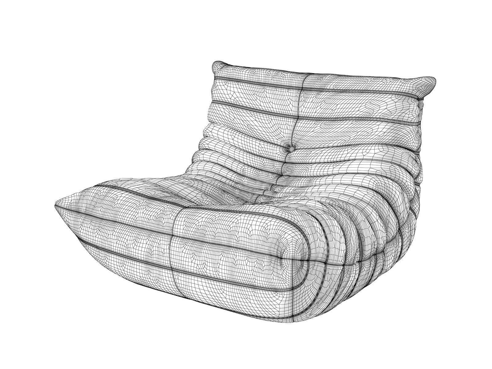 Togo Fireside Chair 3D model_2