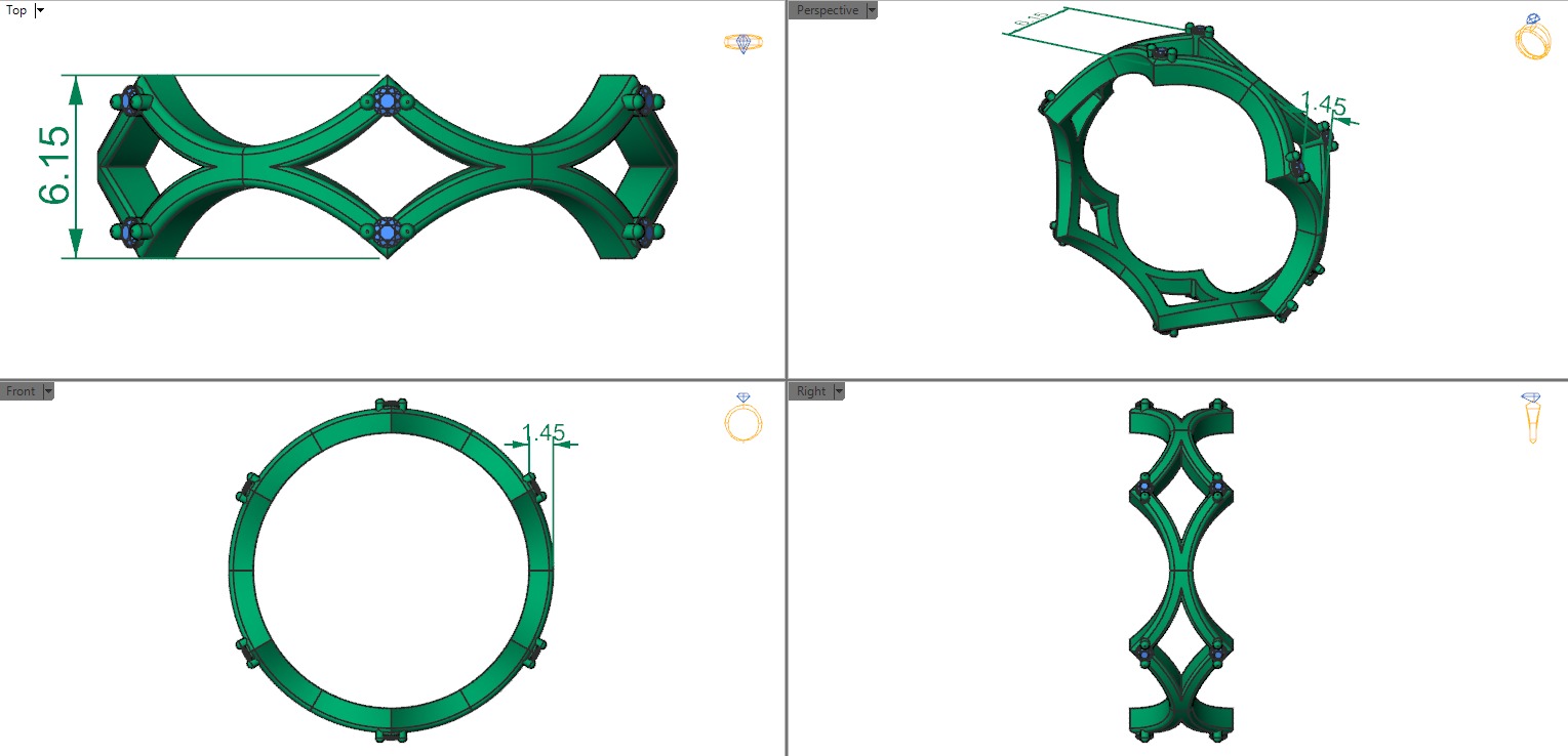 Band with stones 3D print model_2