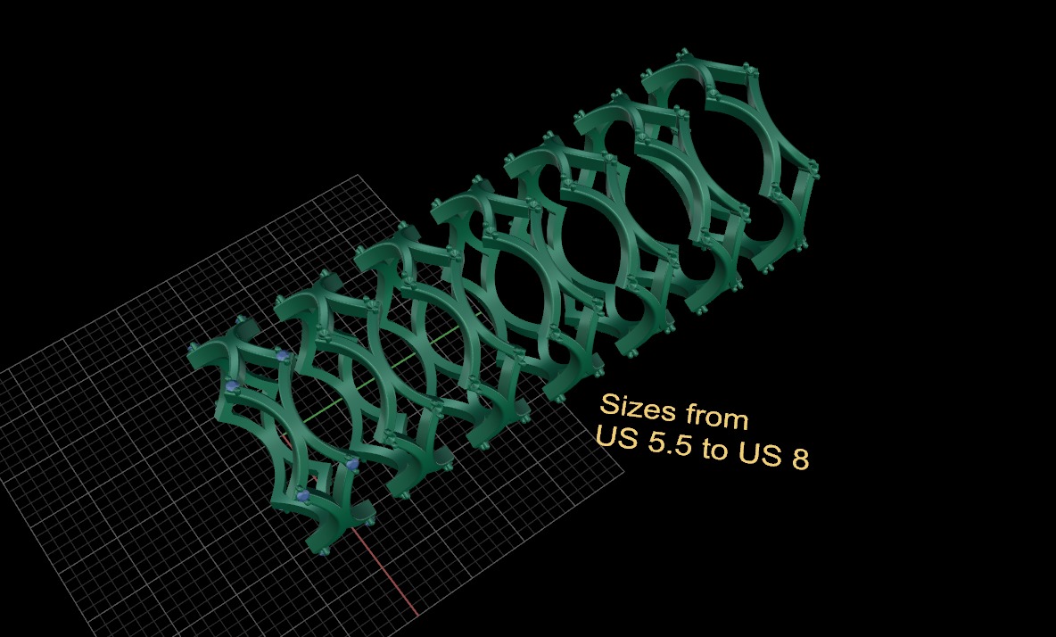 Band with stones 3D print model_3