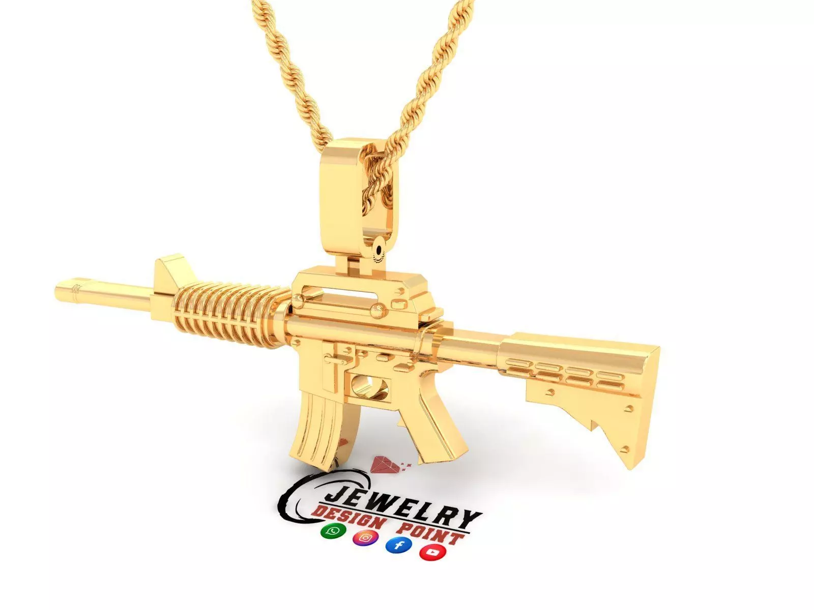 Custom M16 Gun Plain Pendant - Weapon Necklace 3D print model